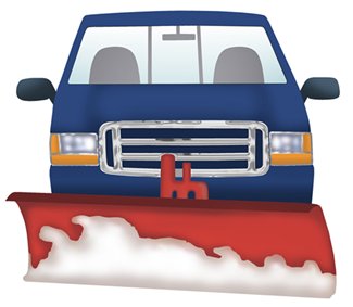 A snowplow mounted to the front of the truck will require extra suspension support for the front axle.