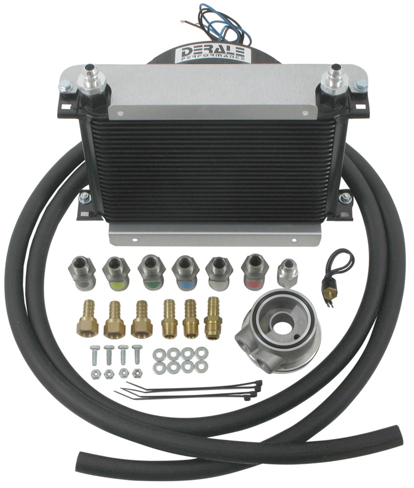 Derale Tube-Fin Engine Oil Cooler Kit W/ Sandwich Adapter (13/16-16