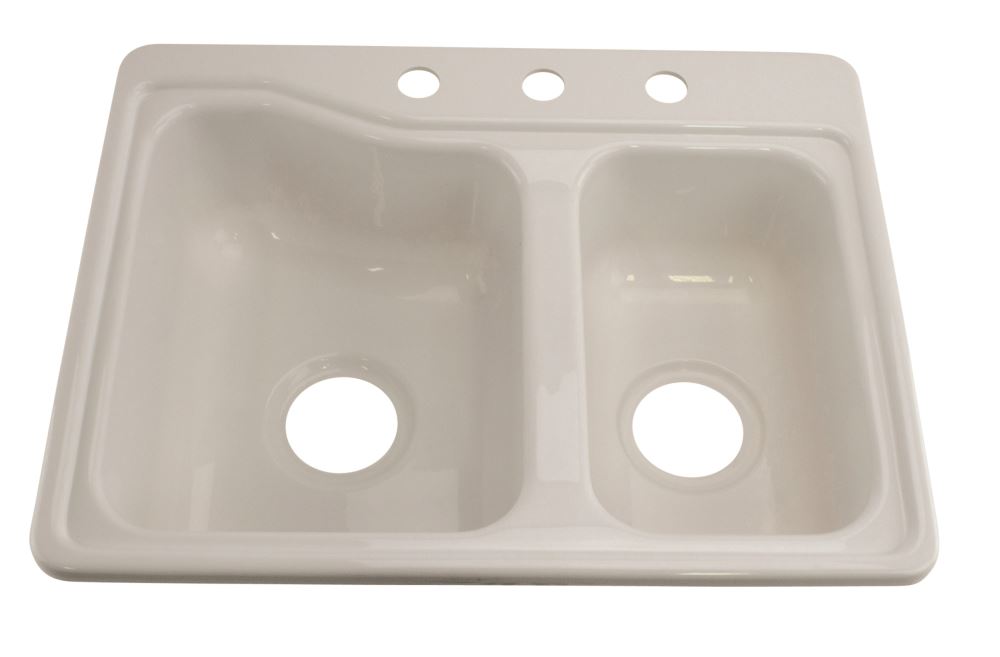 Better Bath 25" x 19" Double Sink 3 Holes White Lippert Components RV Interior LC209694
