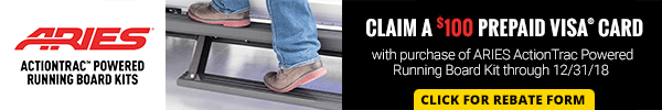 Claim a $100 Prepaid Visa Card with Purchase of ActionTrac Powered Running Board Kit