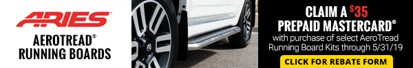 Claim a 35 Dollar Prepaid Mastercard with Purchase of Select AreoTread Nerf Bars