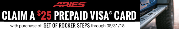 25 Dollar Prepaid Visa Card Via Mail In Rebate with Purchase of Select sets of Aries Rocker Steps