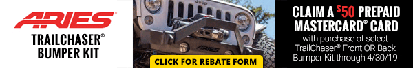 50 Dollar Prepaid Mastercard with Purchase of Select TrailChaser Front or Rear Bumer Kits