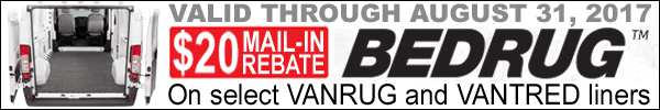 20 Dollar mail-in rebate with the purchase of select BedRug VanRug and VanTred banners