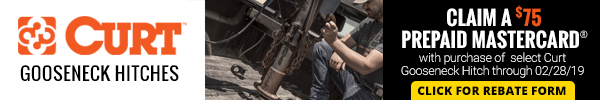 75 Dollar Prepaid Mastercard with Purchase of Select Curt Gooseneck Hitch