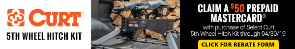 75 Dollar Prepaid Mastercard with Purchase of Select 5th Wheel Hitch
