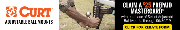 Claim a $25 Prepaid Mastercard with Purchase of Select Adjustable Ball Mount