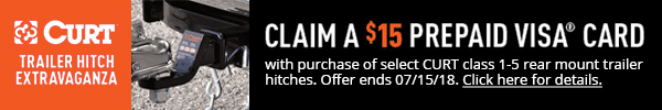 15 Dollar Visa Gift Card Mail In Rebate With Purchase of Select Curt Class 1-5 Rear Mount Hitches