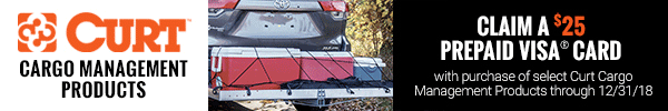 Claim a 25 Dollar Prepaid Visa Card with Purchase of Select Curt Cargo Management Products