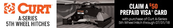 50 Dollar Visa Gift Card Mail In Rebate With Purchase of Select Curt A Series 5th Wheel Hitches