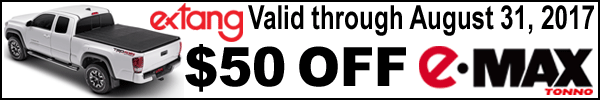 Save 50 dollars on an Extang EMax tonneau cover through August 31 2017