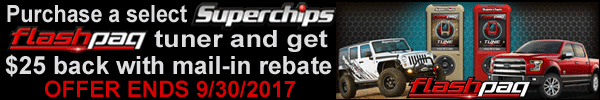 Get 25 dollars back with the purchase of select Superchips Flashpaq banners
