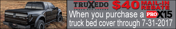 40 Dollar mail-in rebate with purchase of select Truxedo Pro X15 truck bed covers