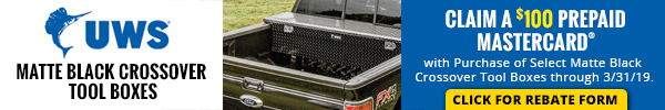Claim a $100 Prepaid Mastercard with Purchase of Select Matte Black Crossover Tool Box