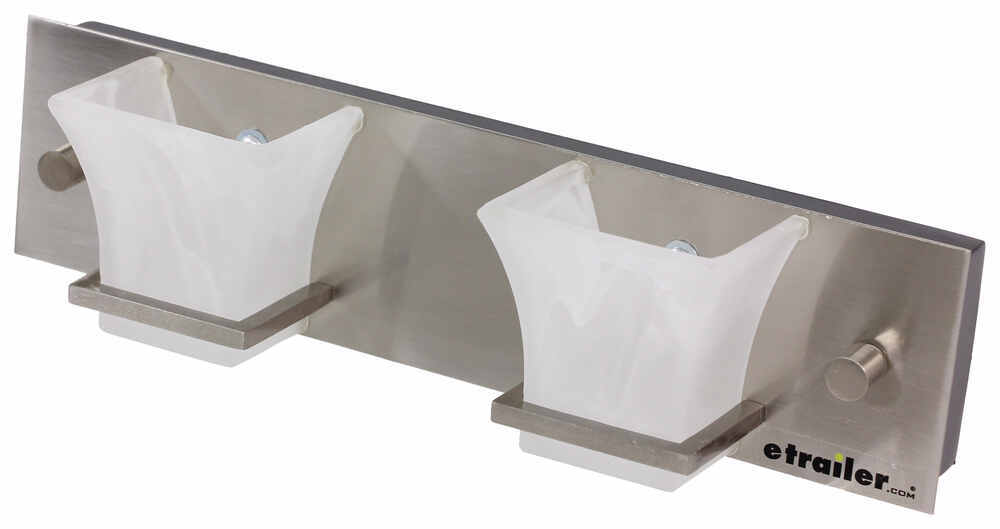 Gustafson RV Vanity Light - Satin Nickel - 2 Light - Frosted White Glass Gustafson Lighting RV ...