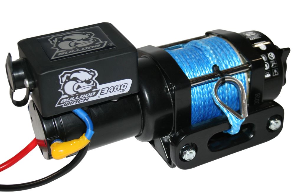 Bulldog Winch Trailer Winch - Synthetic Rope - Hawse Fairlead - 3,400 lbs Bulldog Winch Electric