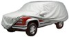 White vehicle cover on SUV. 