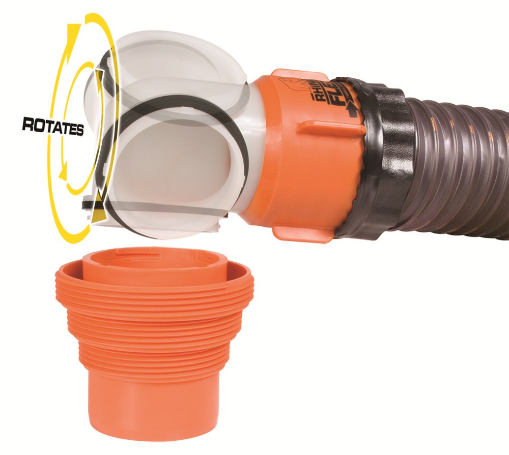 RhinoFLEX RV Sewer Hose Swivel Elbow Fitting w/ 4in1 Adapter Camco RV