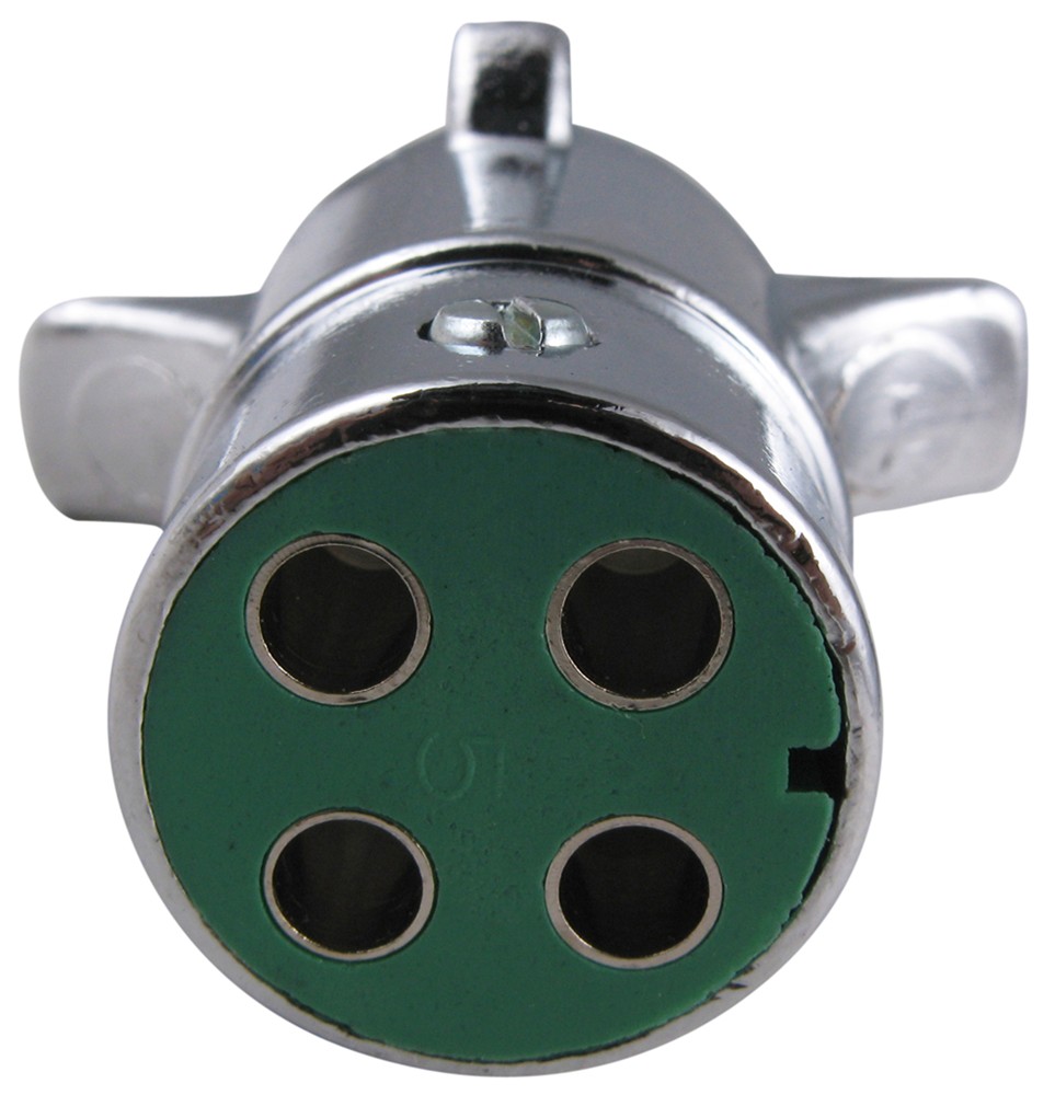 Pollak Heavy-Duty, 4-Pole, Round Pin Trailer Wiring Connector - Chrome