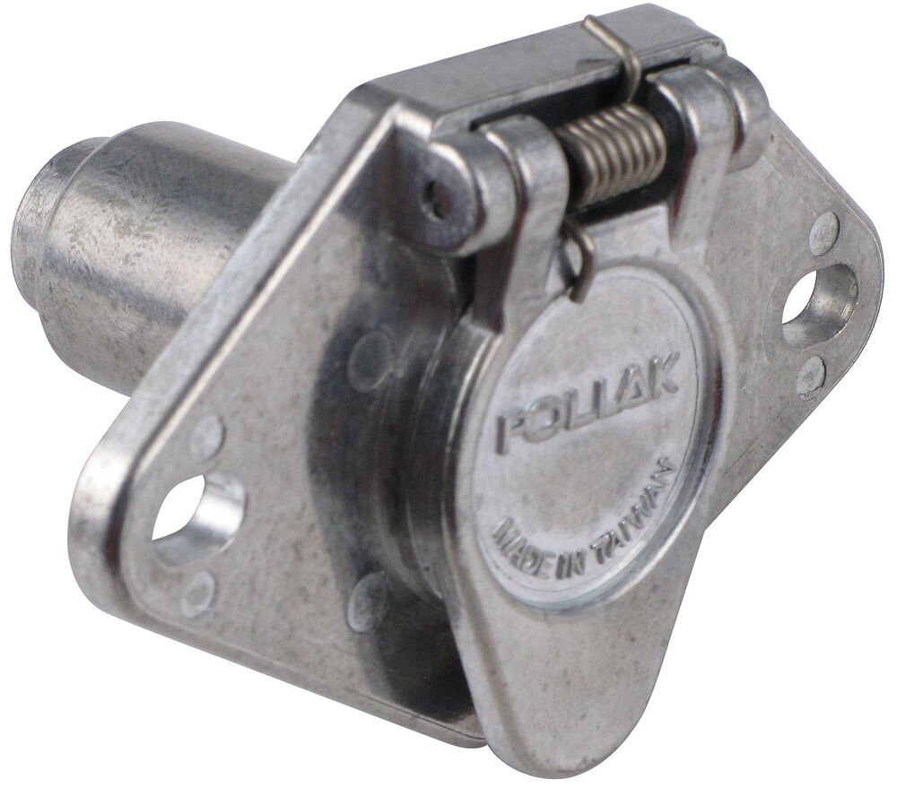 Pollak Heavy-Duty, 4-Pole, Round Pin Trailer Wiring Socket - Metal