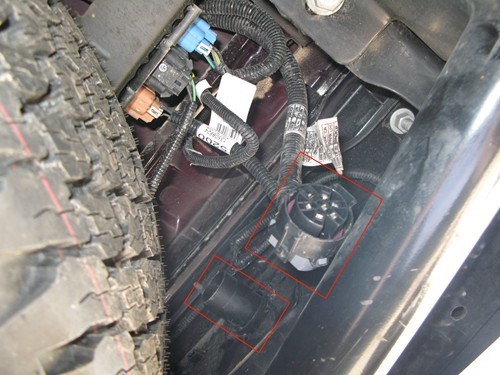 Image: 7-Pole Factory Plug Removed from Inside Rear Bumper