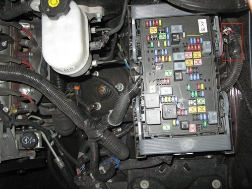 Power distribution box on the driver side (cover removed)
