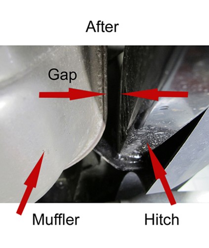 Muffler with enough clearance to prevent rattle