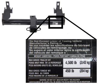 Weight Capacity Sticker on Trailer Hitch Receiver