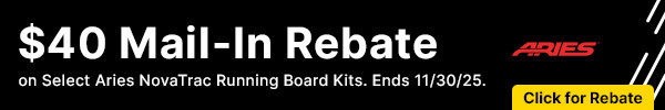 $40 Mail-In Rebate on Select Aries NovaTrac Running Board Kits.