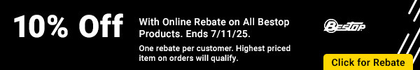 10% Off With Online Rebate on All Bestop Products. Ends 12/16/24. One rebate per customer. Highest Priced Item on orders will qualify.