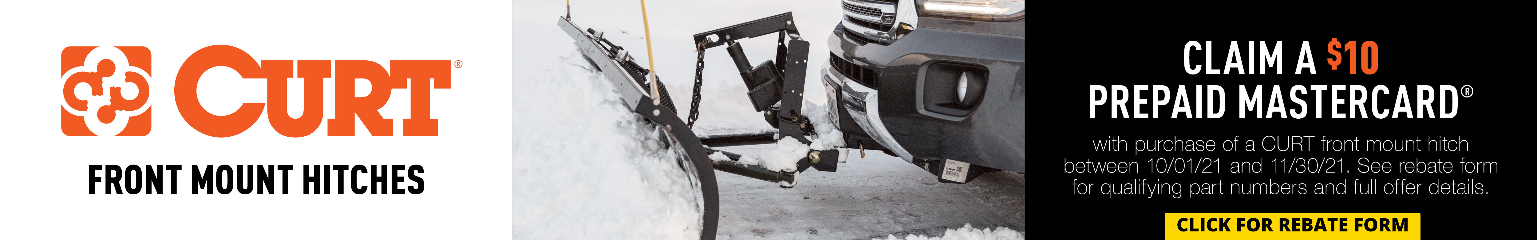 Curt - $10 Mail in Rebate - select Front Mount Hitches - Oct 1 thru Nov 30