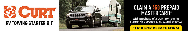 Claim a $50 Prepaid Mastercard with purchase of a CURT RV Towing Starter Kit