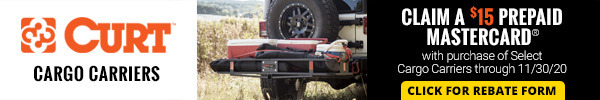 Claim a $15 Prepaid Mastercard with purchase of Select Cargo Carriers through 11/30/2020