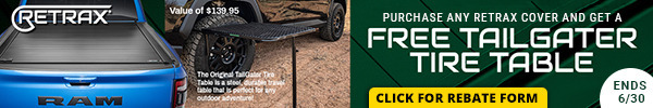 Free Tailgater Tire Table MIR w/ purchase of any Retrax Cover