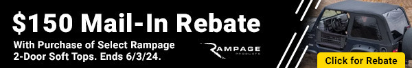 $150 Mail-In Rebate with Purchase of Select Rampage 2-Door Soft Tops.