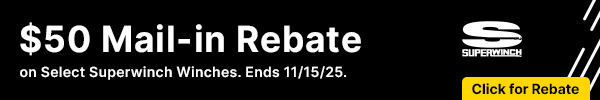 $50 Mail-In Rebate on Select Superwinch Winches.