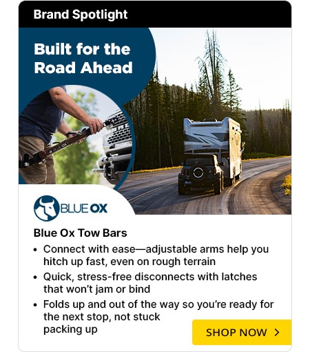 Complete your flat tow setup with Blue Ox Tow Bars.