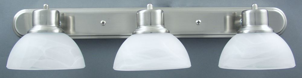Gustafson RV Vanity Light - Satin Nickel - 3 Arm - Frosted White Glass Gustafson Lighting RV ...