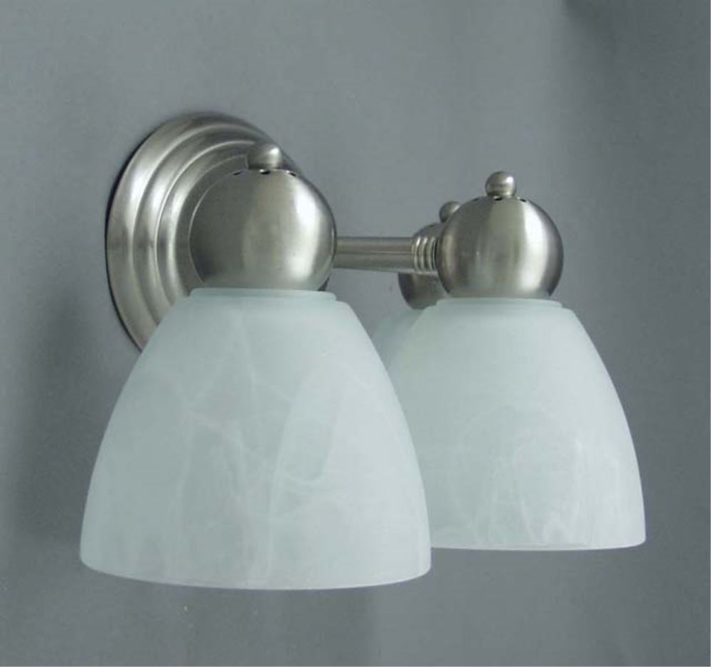 Gustafson RV Vanity Light - Satin Nickel - 2 Arm - Frosted White Glass Gustafson Lighting RV ...