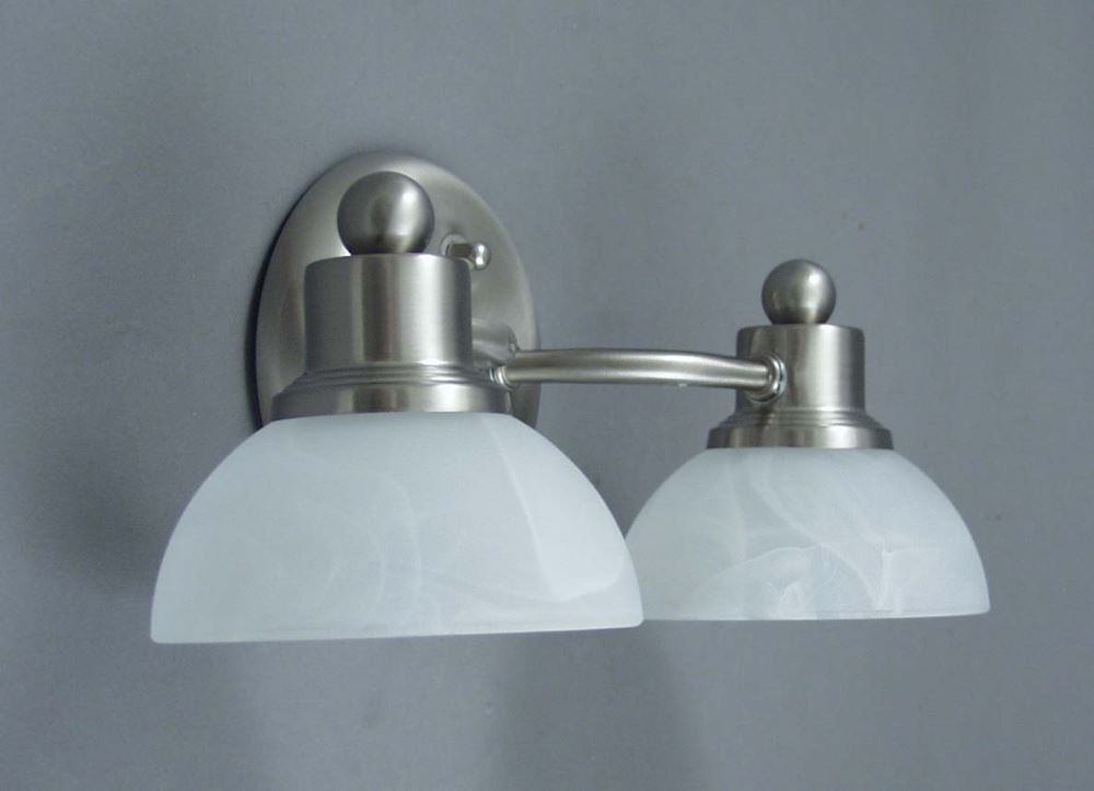Gustafson RV Vanity Light - Satin Nickel - 2 Arm - Frosted White Glass Gustafson Lighting RV ...