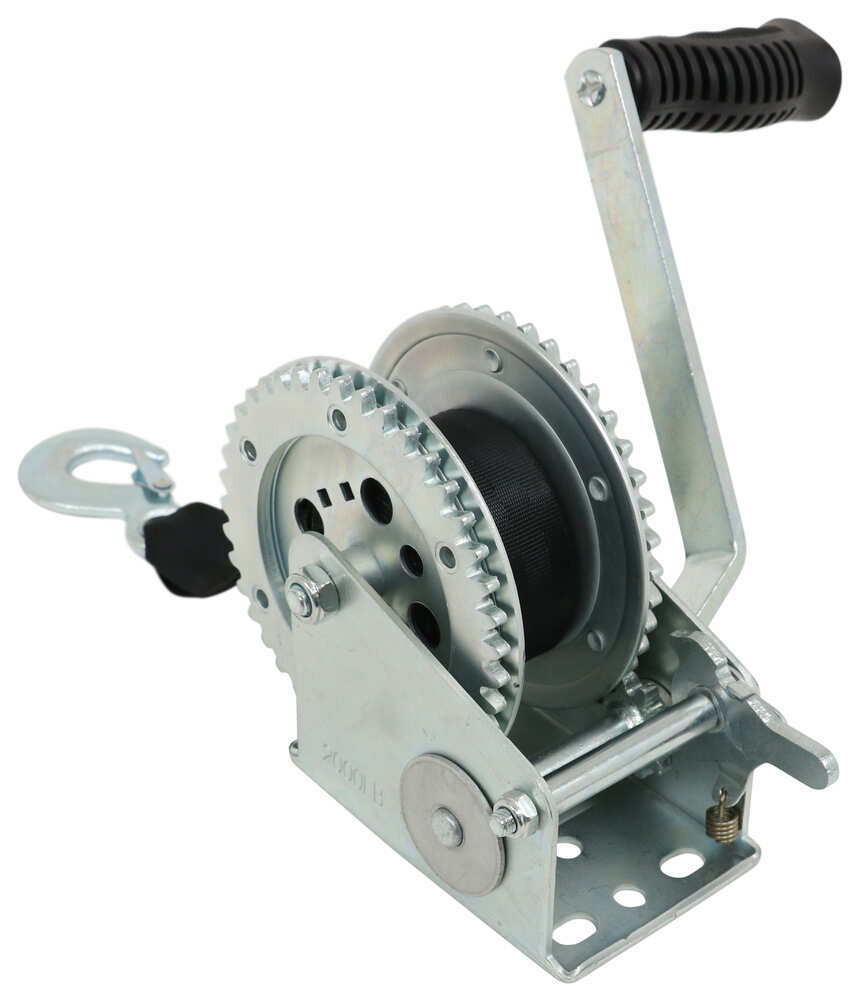 Single-Speed Boat Trailer Winch with 20' Strap and Brake - 2,000 lbs