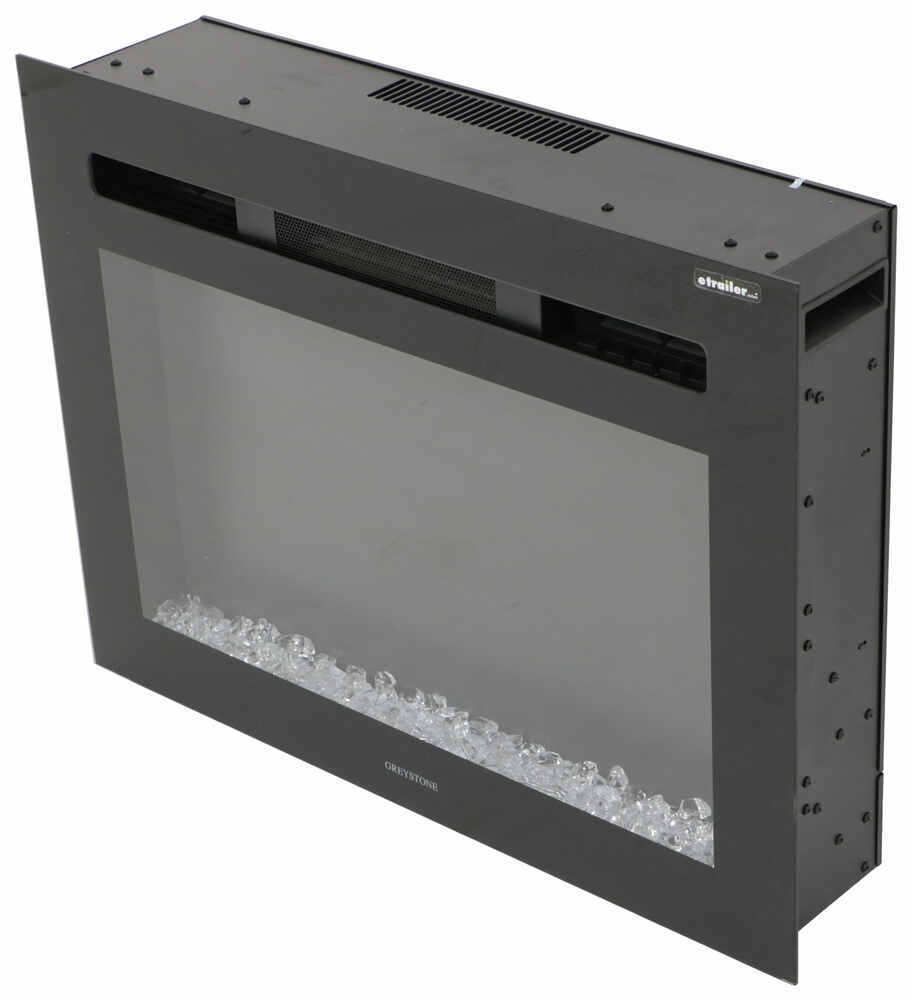 Greystone 26" Electric Fireplace with Crystals - Recessed Mount - Black