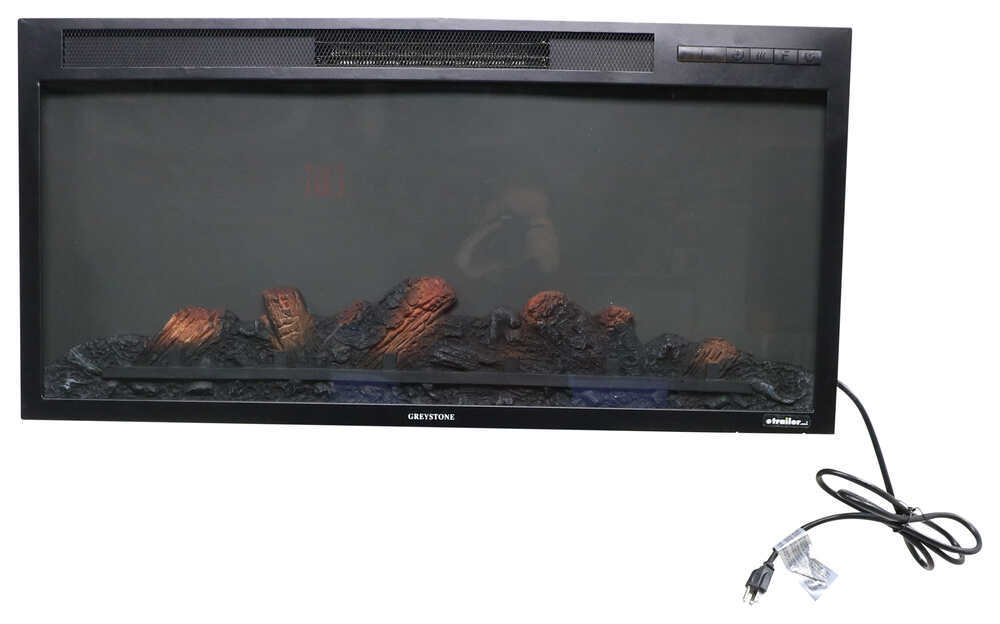 Greystone 36" Electric Fireplace with Logs - Wall Mount - Black