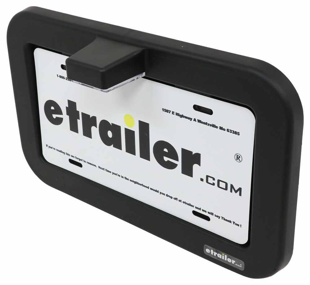 Trailer License Plate Holder with LED Light 3 Diodes Clear Lens Black Frame Command