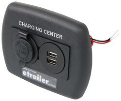 Black RV Charging Station with 12 Volt Socket and 2 USB Ports