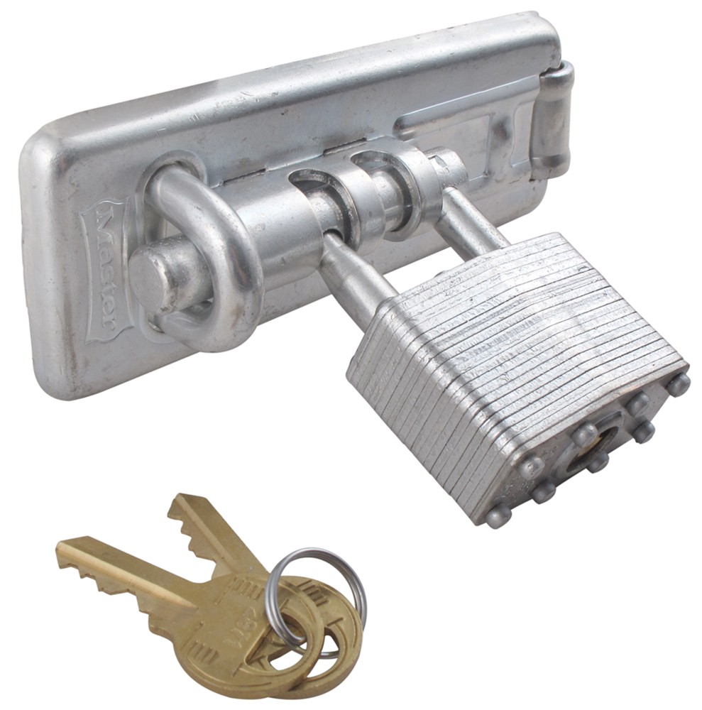 Master Lock Hasp with Integrated 4Tumbler Padlock 41/2" Long Master