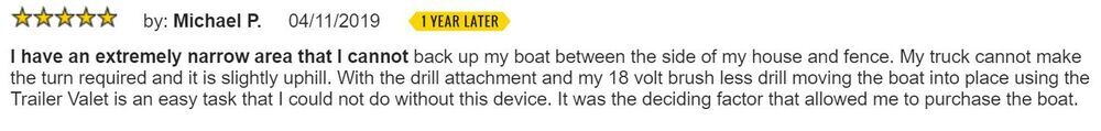 Trailer Valet product review. 5 stars. 