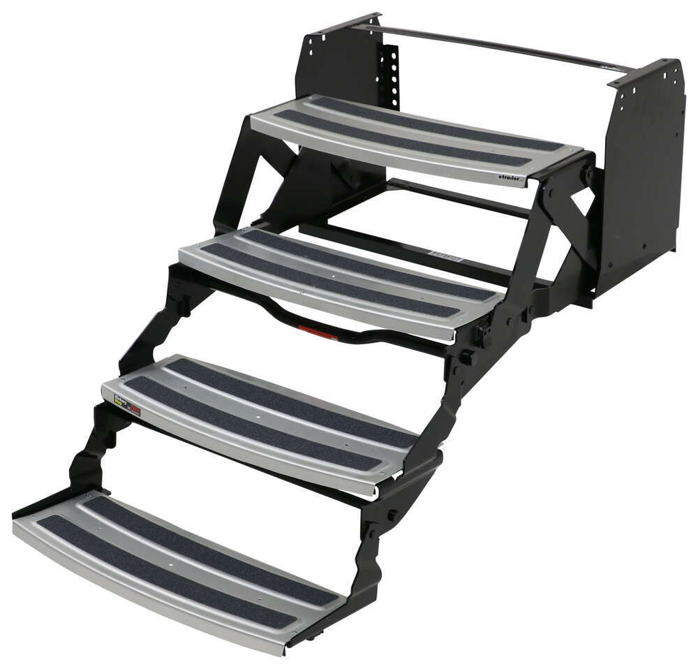 Hickory Springs Manual PullOut Steps for RV Quad 7" Drop/Rise 24" Wide Aluminum Hickory