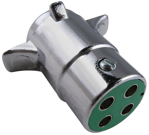 Pollak Heavy-Duty, 4-Pole, Round Pin Trailer Wiring Connector - Chrome