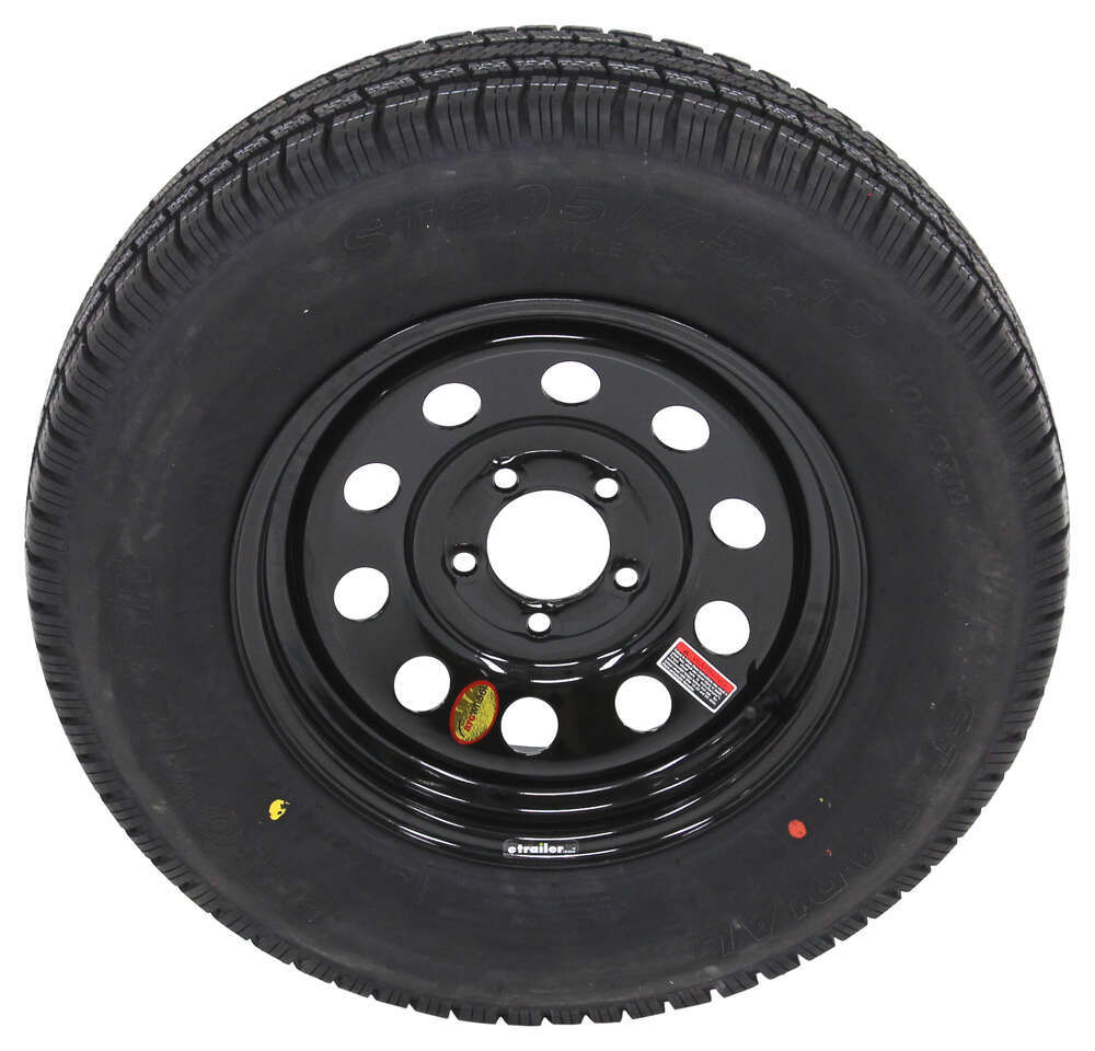 Provider ST205/75R15 Radial Trailer Tire w/ 15" Black Mod Wheel - 5 on 15 Inch 5 On 4.75 Trailer Wheels